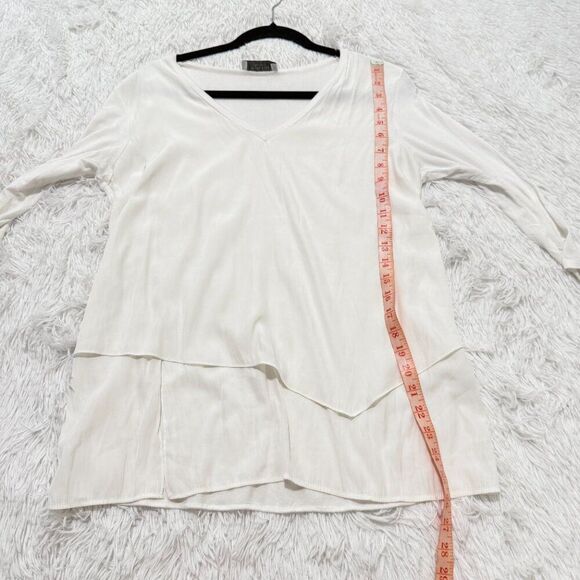 Women Lola & Sophie V Neck Layered Light Weight Top in White Size Medium - Picture 5 of 8